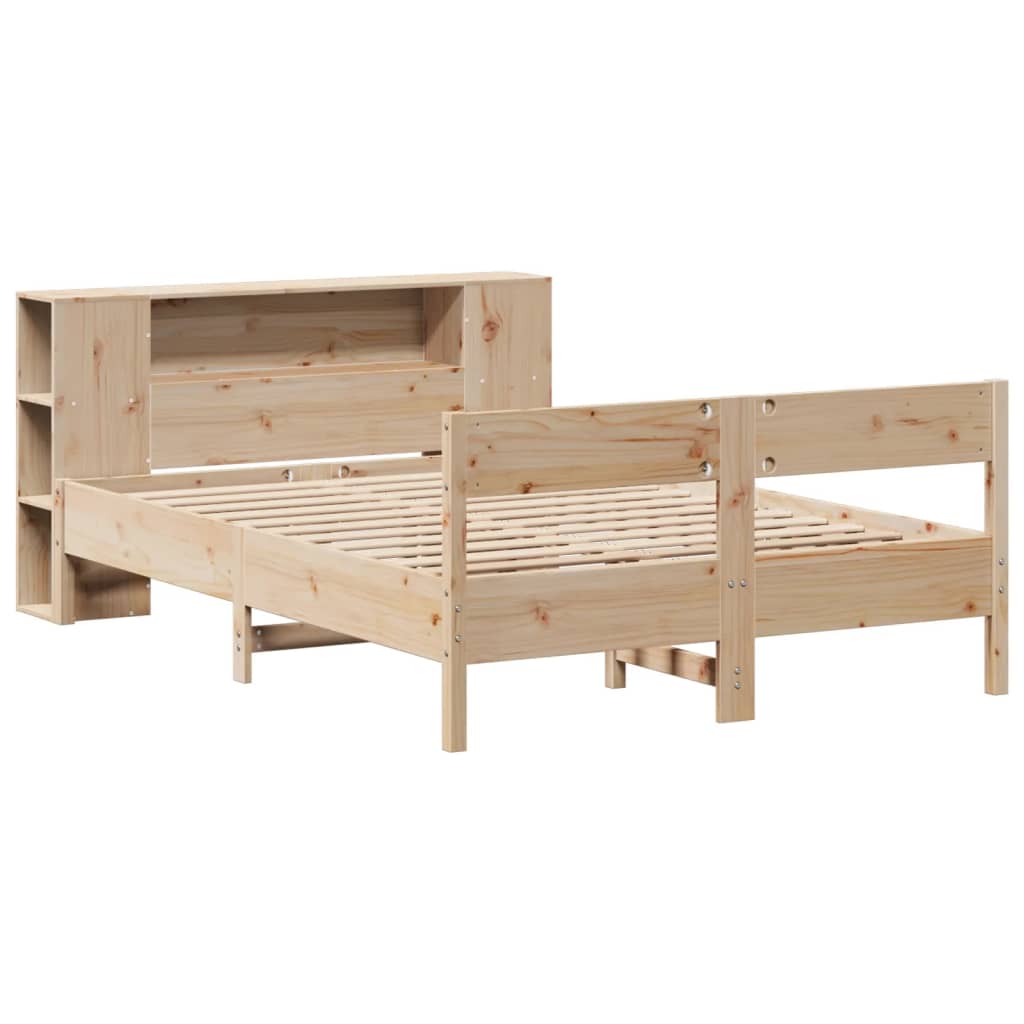 Lit bibliothèque sans matelas 140x200 cm bois massif de pin - XIOS