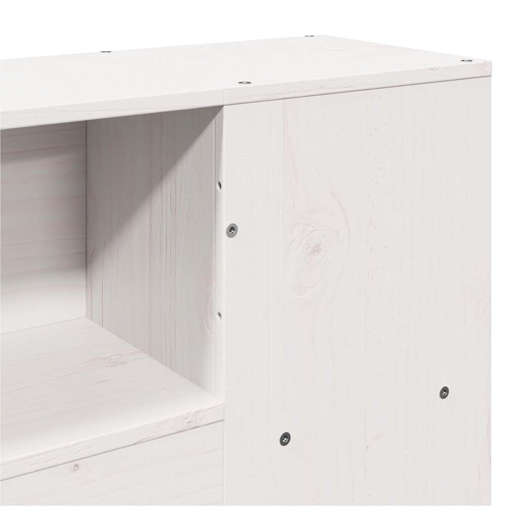 Lit bibliothèque sans matelas blanc 140x200 cm bois pin massif - XIOS