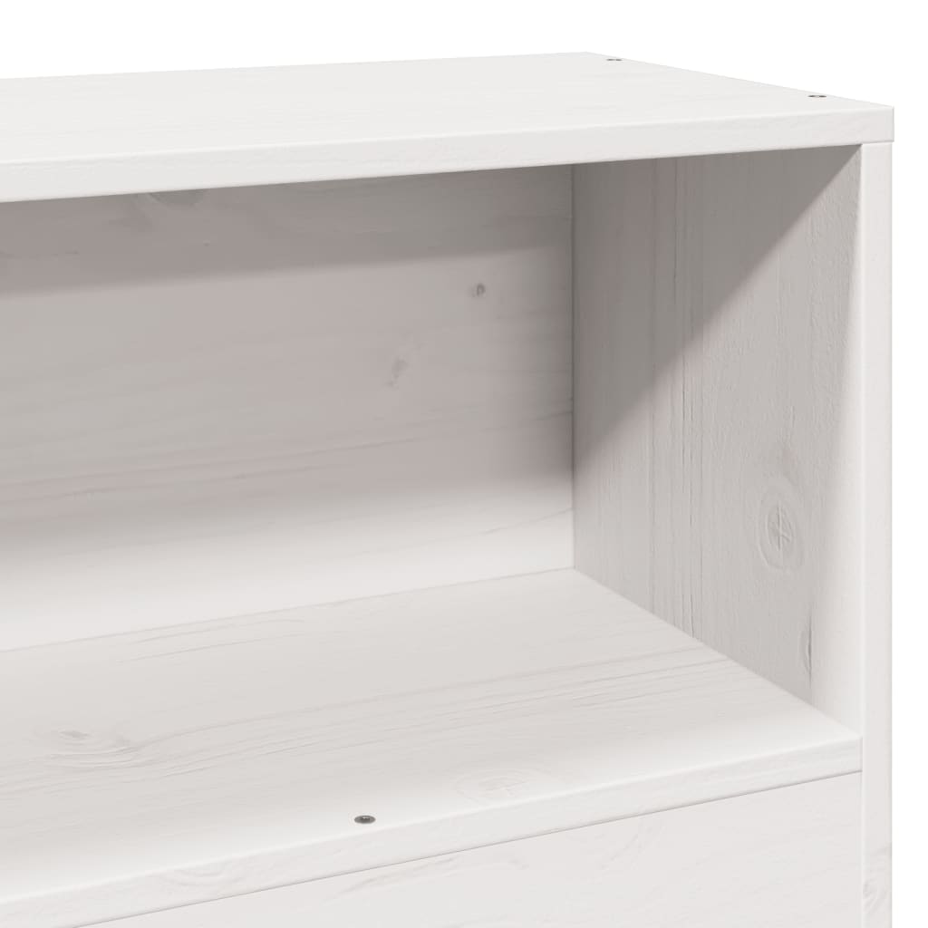 Lit bibliothèque sans matelas blanc 90x190cm bois de pin massif - XIOS