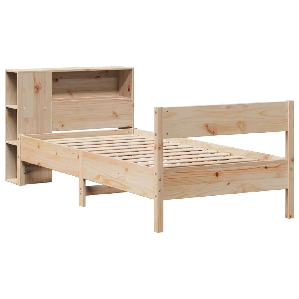 Lit bibliothèque sans matelas 75x190 cm bois de pin massif - XIOS