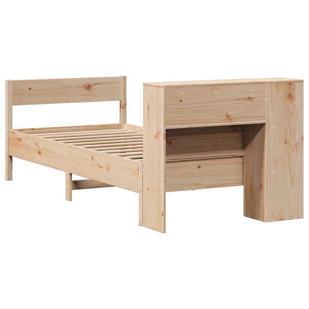 Lit bibliothèque sans matelas 75x190 cm bois de pin massif - XIOS