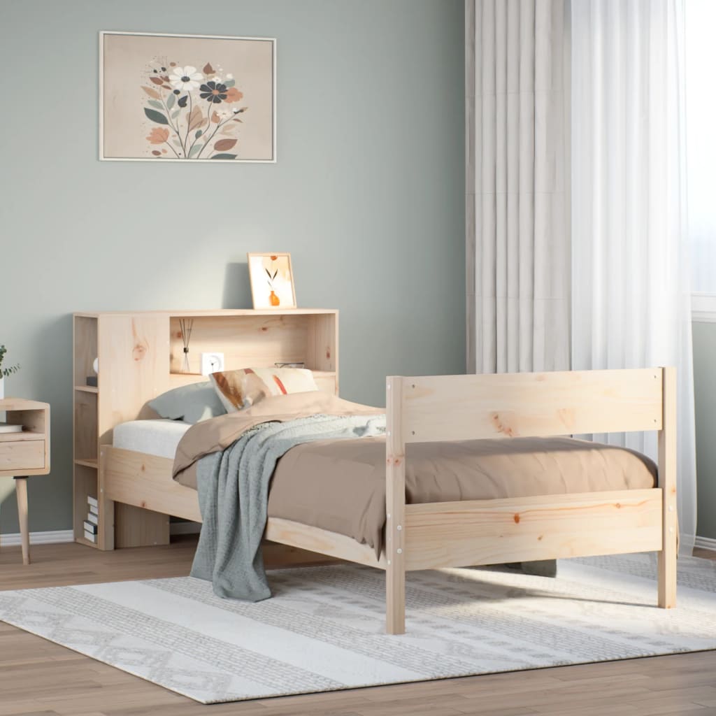 Lit bibliothèque sans matelas 75x190 cm bois de pin massif - XIOS