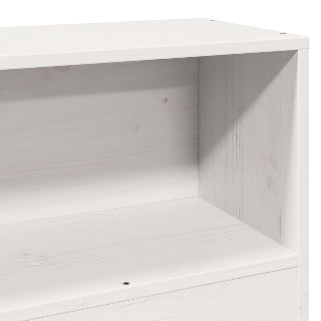 Lit bibliothèque sans matelas blanc 75x190cm bois de pin massif - XIOS