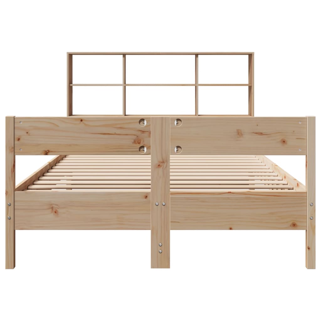 Lit bibliothèque sans matelas 140x190 cm bois de pin massif - XIOS
