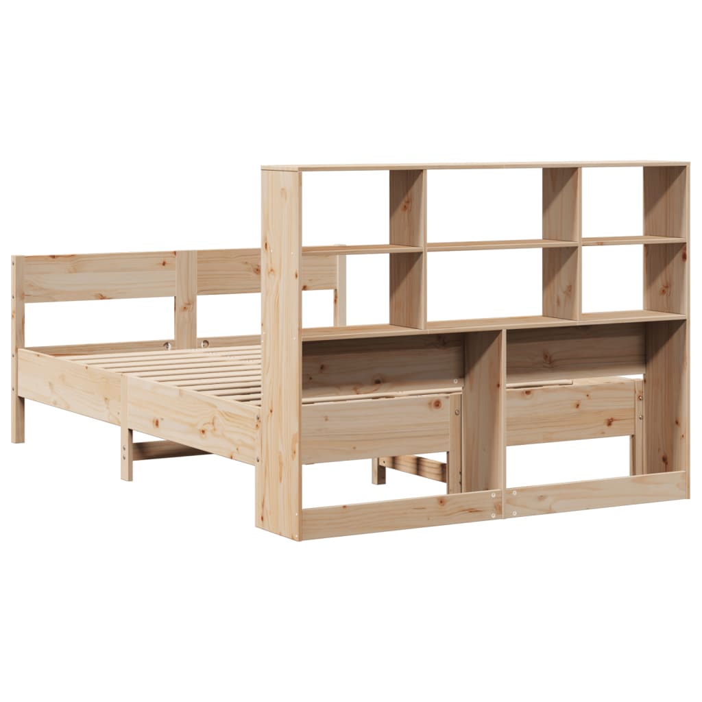 Lit bibliothèque sans matelas 140x190 cm bois de pin massif - XIOS