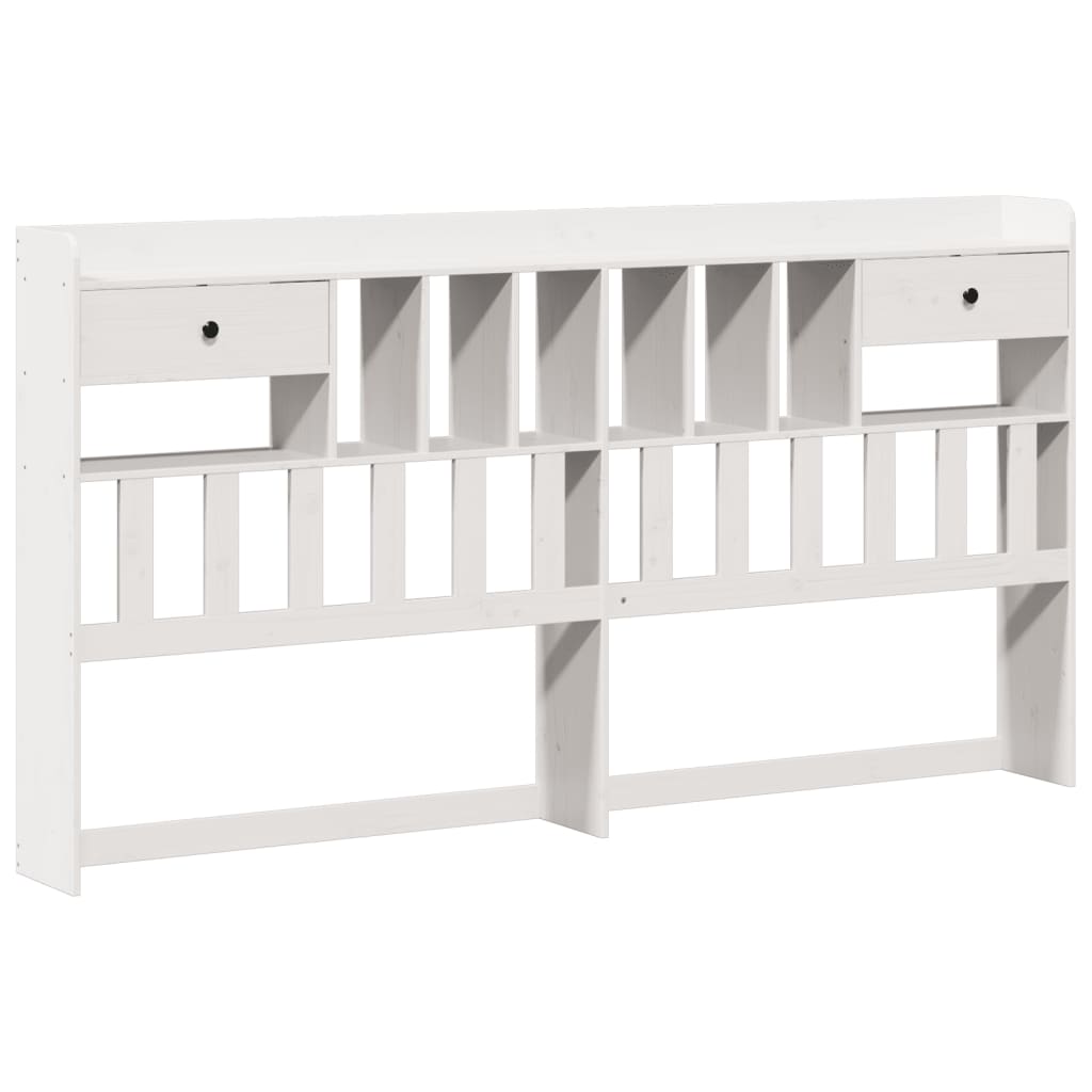 Lit bibliothèque sans matelas blanc 180x200 cm bois pin massif - XIOS