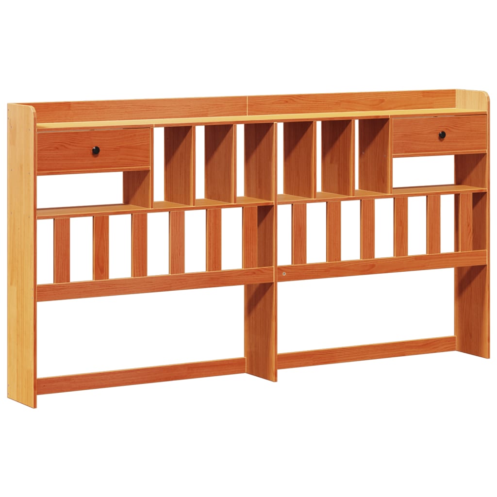 Lit bibliothèque sans matelas cire marron 180x200 cm pin massif - XIOS