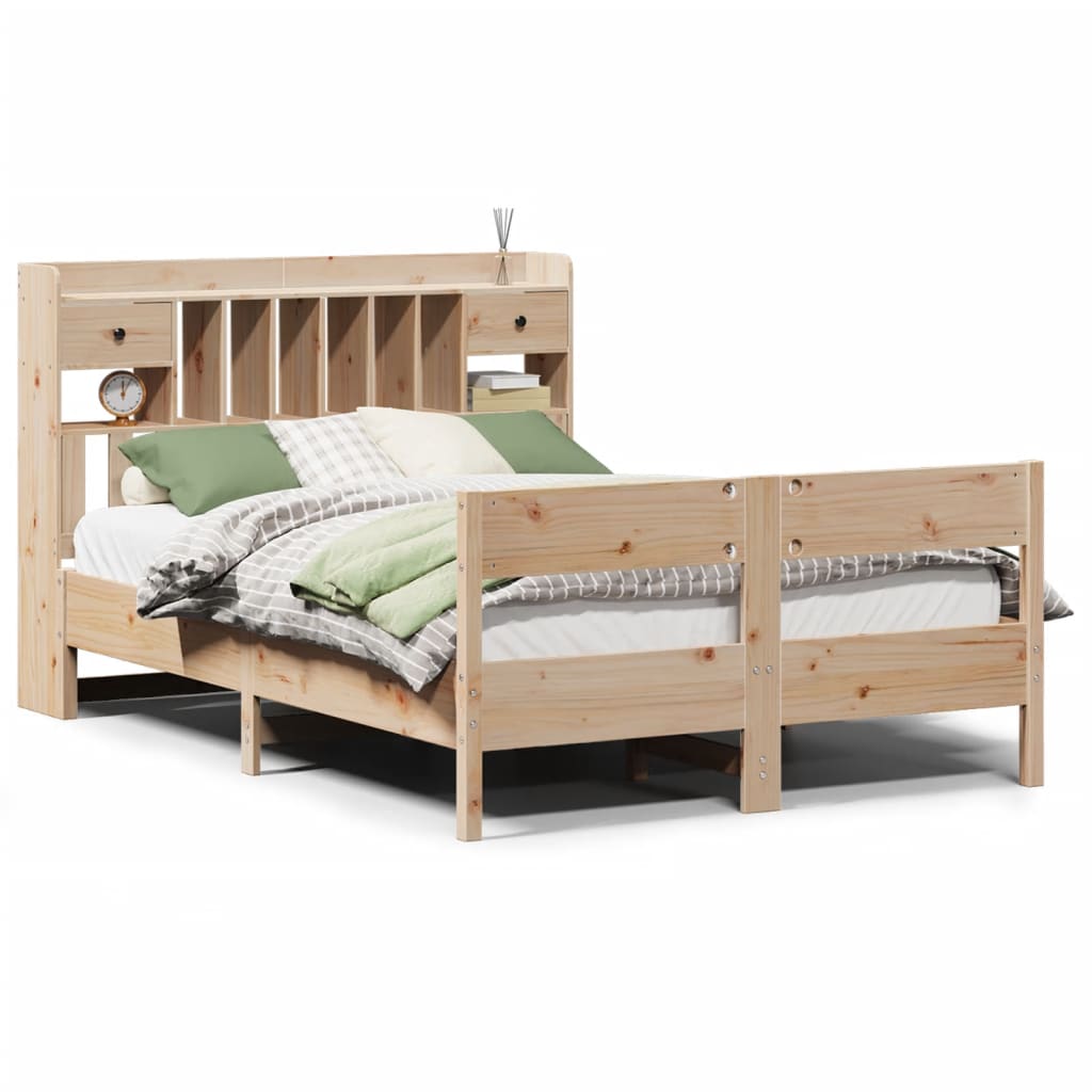 Lit bibliothèque sans matelas 140x200 cm bois massif de pin - XIOS