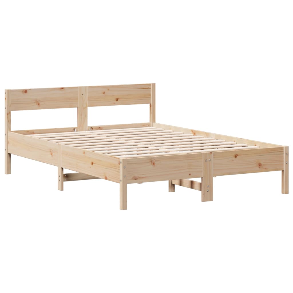 Lit bibliothèque sans matelas 140x200 cm bois massif de pin - XIOS
