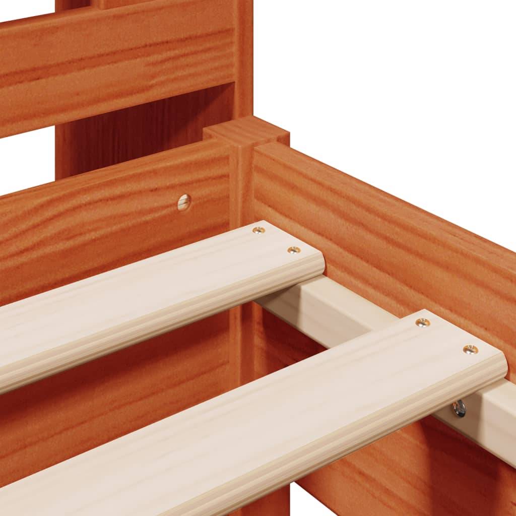 Lit bibliothèque sans matelas cire marron 100x200 cm pin massif - XIOS