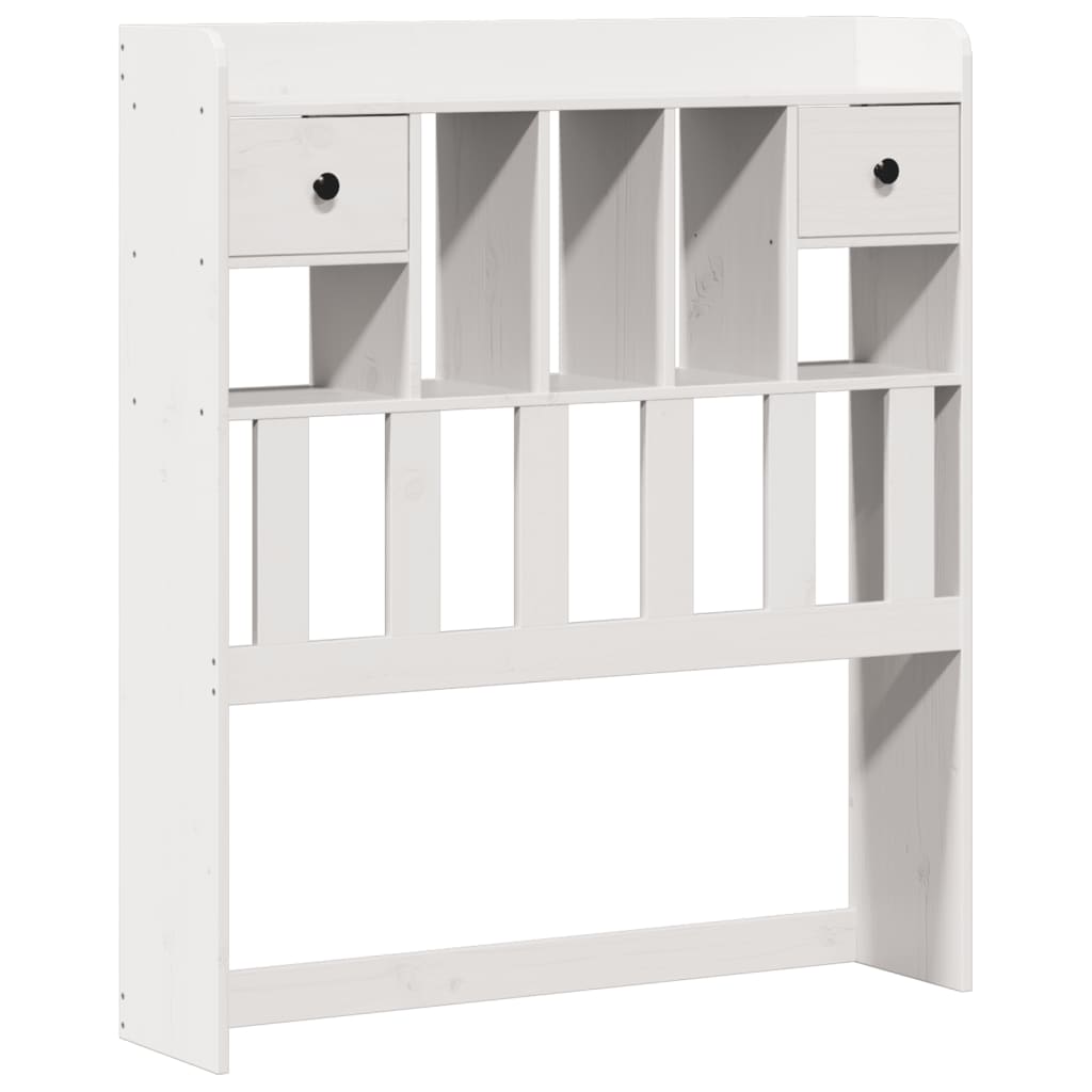 Lit bibliothèque sans matelas blanc 90x200cm bois de pin massif - XIOS
