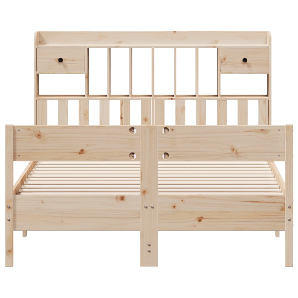 Lit bibliothèque sans matelas 135x190 cm bois de pin massif - XIOS