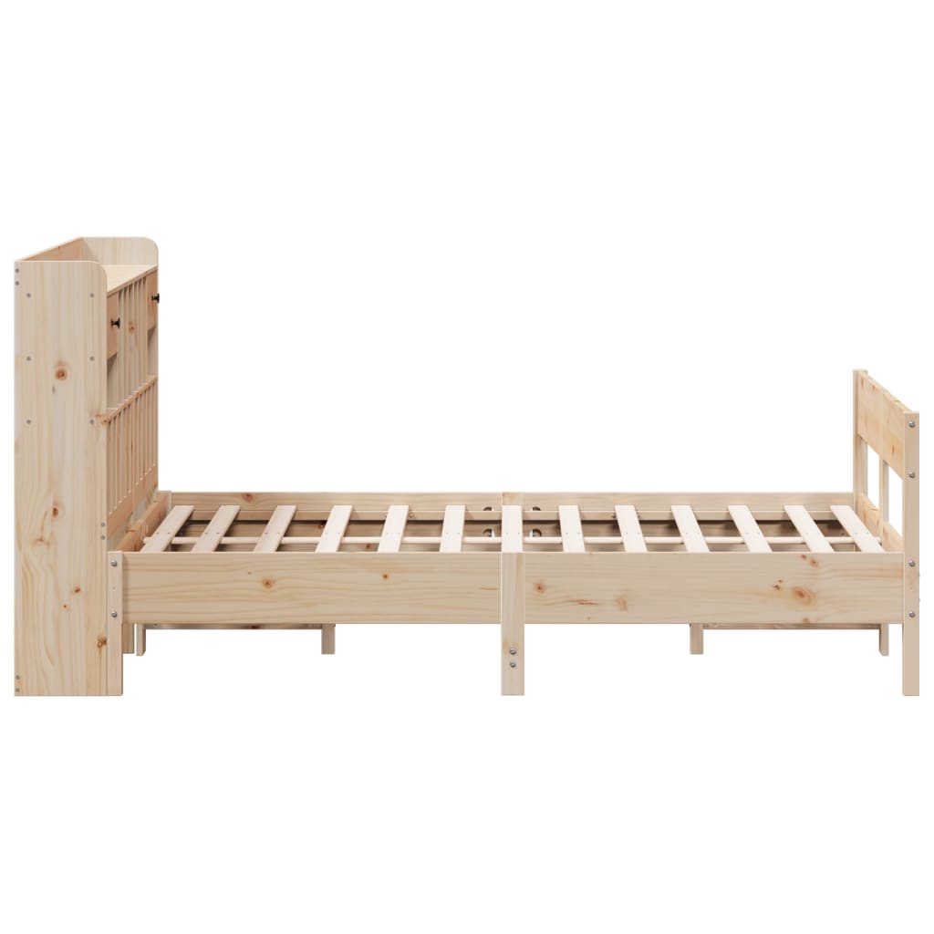 Lit bibliothèque sans matelas 135x190 cm bois de pin massif - XIOS