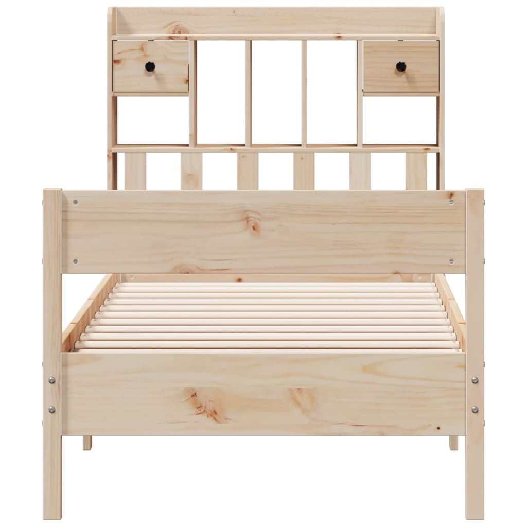 Lit bibliothèque sans matelas 75x190 cm bois de pin massif - XIOS