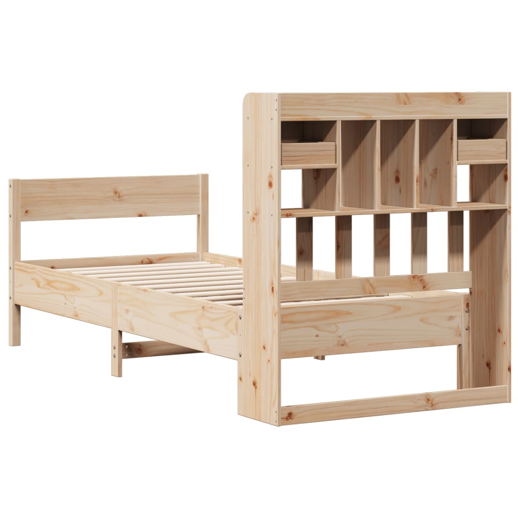 Lit bibliothèque sans matelas 75x190 cm bois de pin massif - XIOS