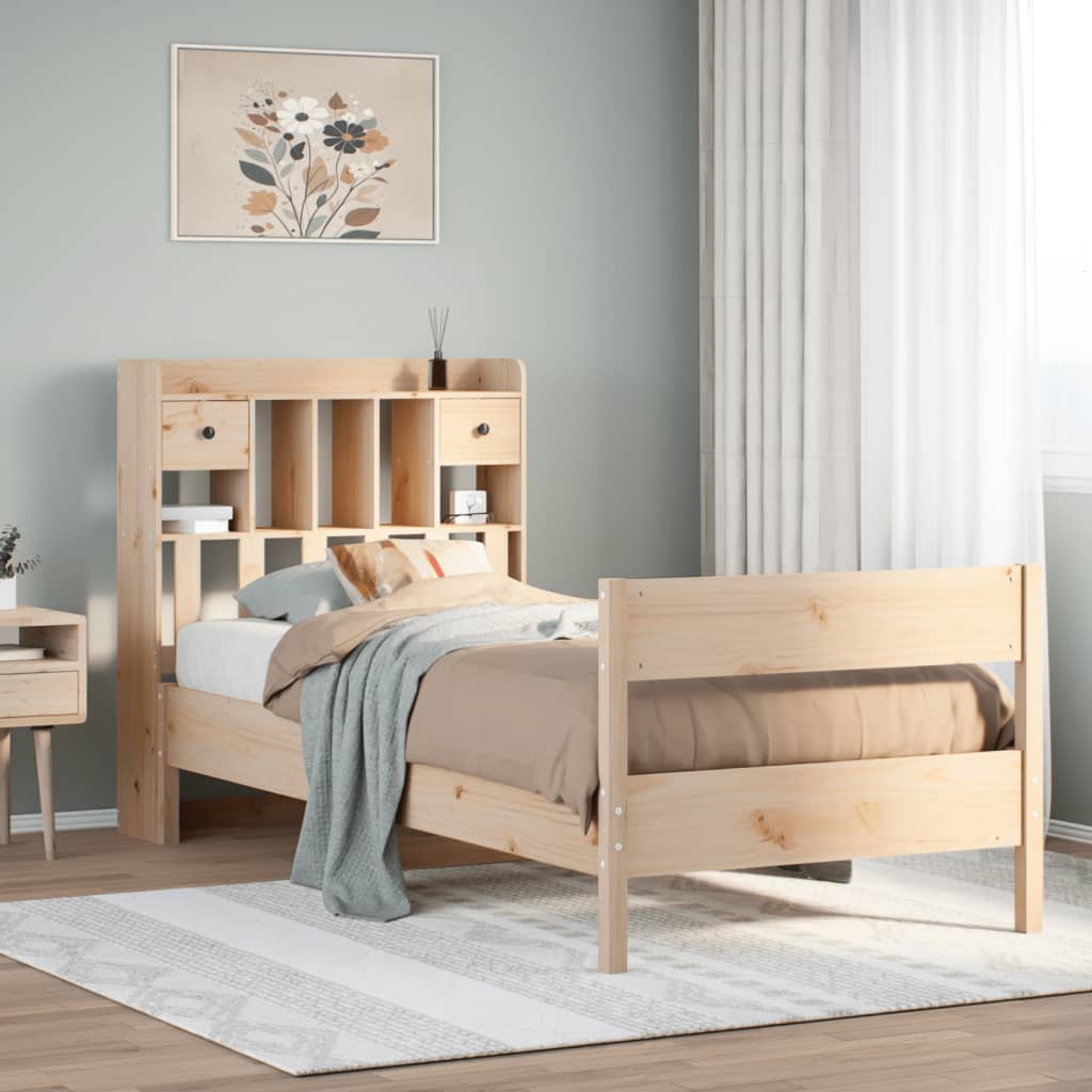 Lit bibliothèque sans matelas 75x190 cm bois de pin massif - XIOS