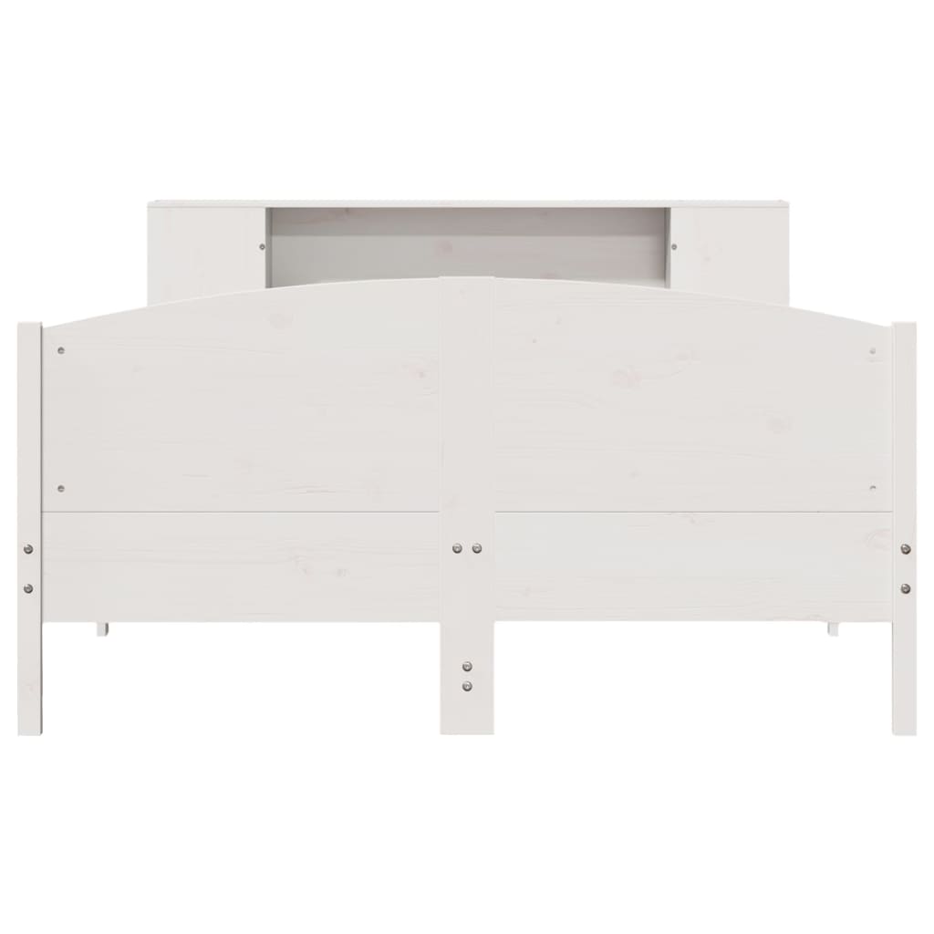 Lit bibliothèque sans matelas blanc 140x200 cm bois pin massif - XIOS