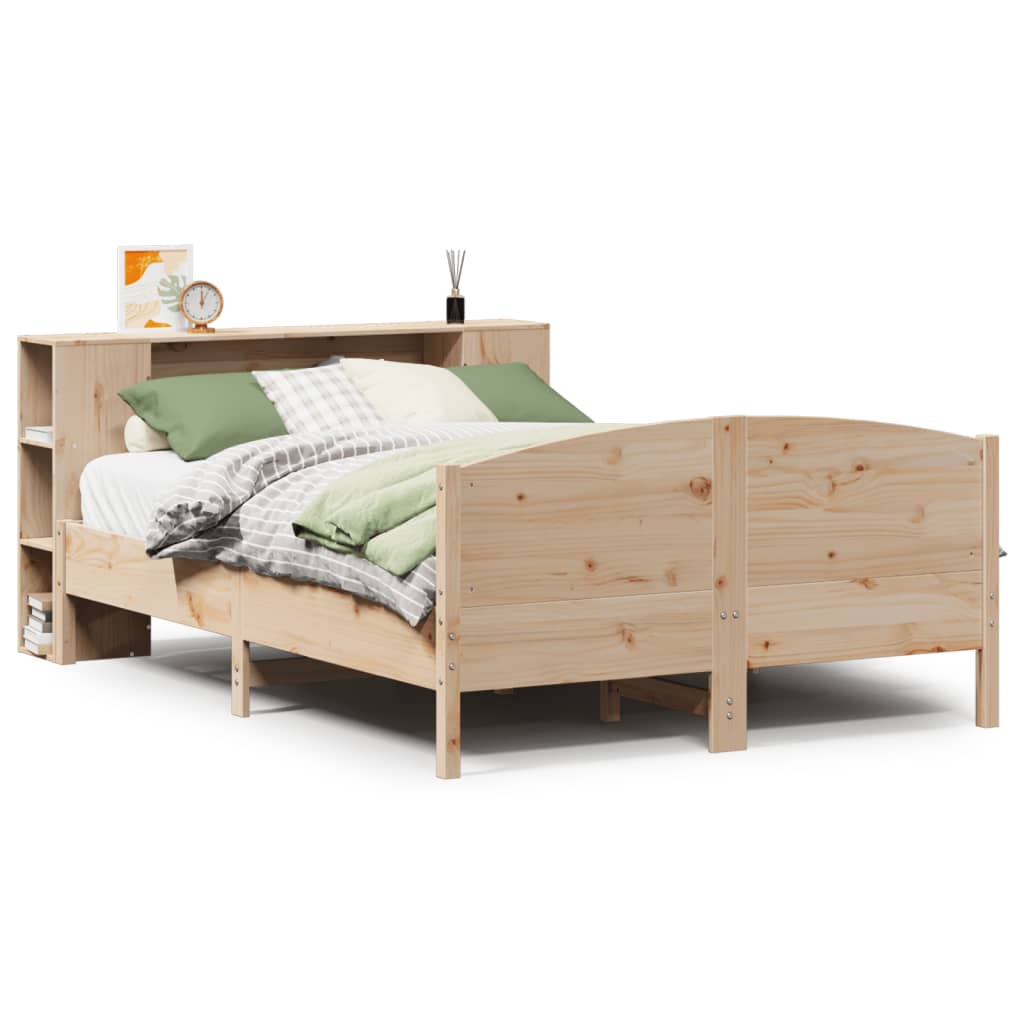 Lit bibliothèque sans matelas 135x190 cm bois de pin massif - XIOS