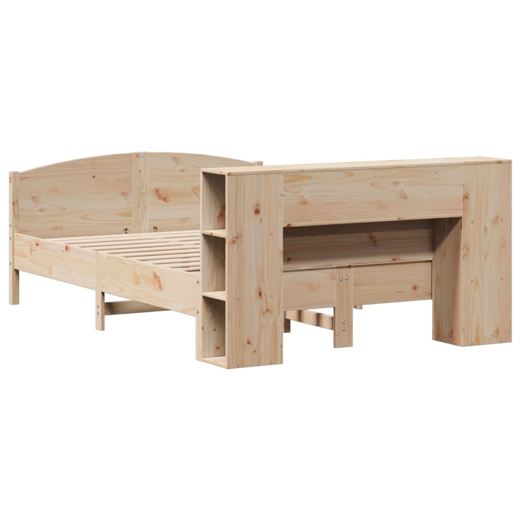 Lit bibliothèque sans matelas 135x190 cm bois de pin massif - XIOS