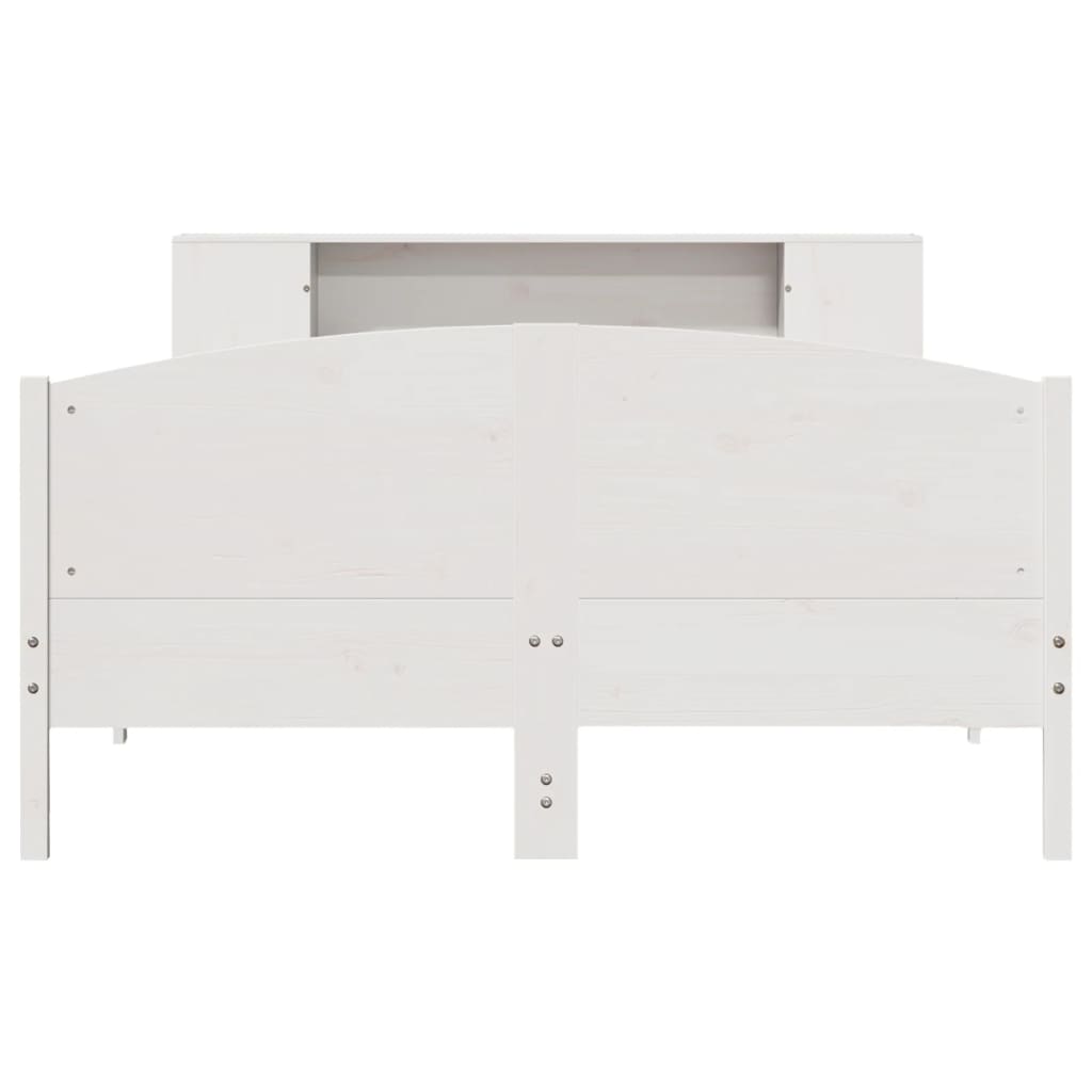 Lit bibliothèque sans matelas blanc 135x190 cm bois pin massif - XIOS