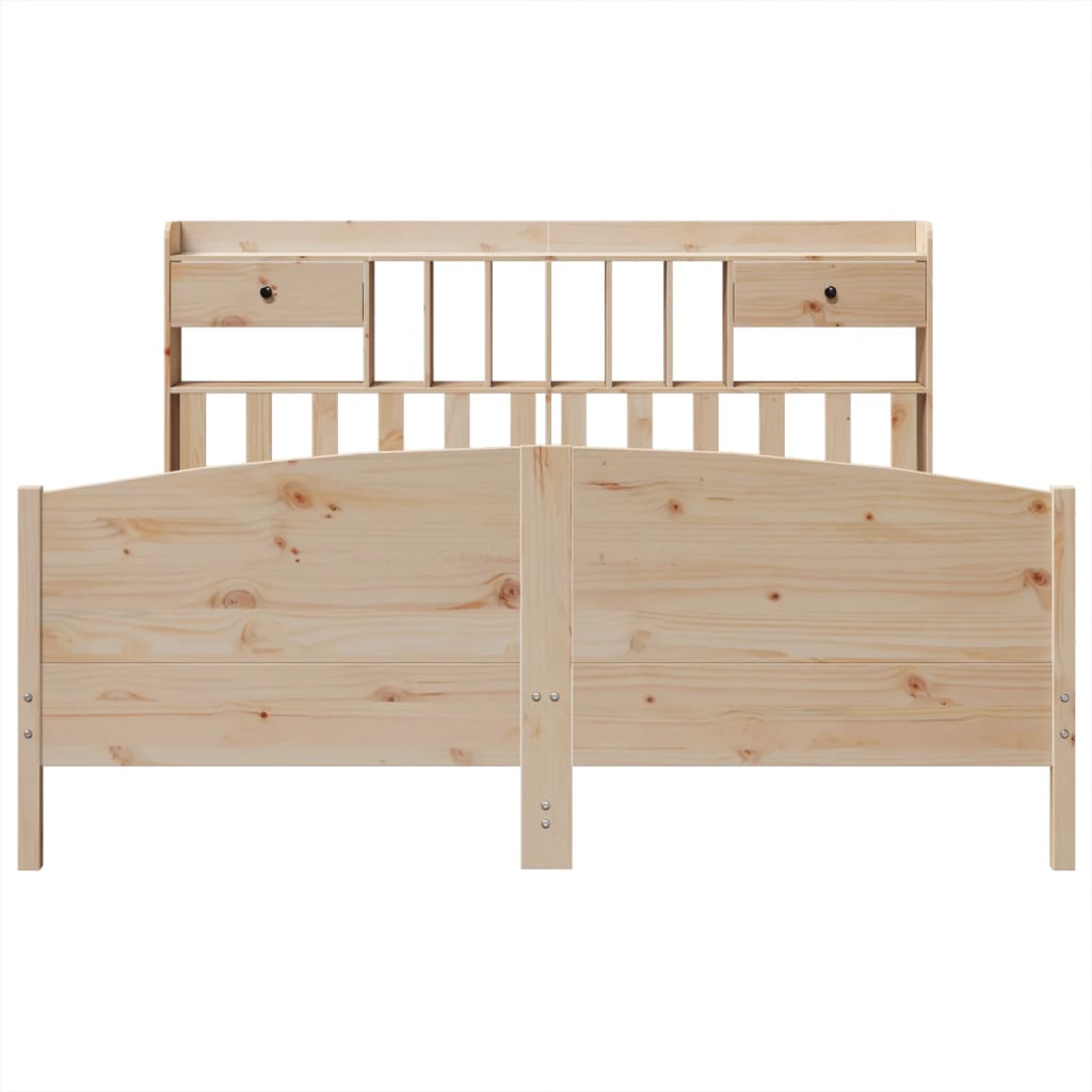 Lit bibliothèque sans matelas 180x200 cm bois massif de pin - XIOS