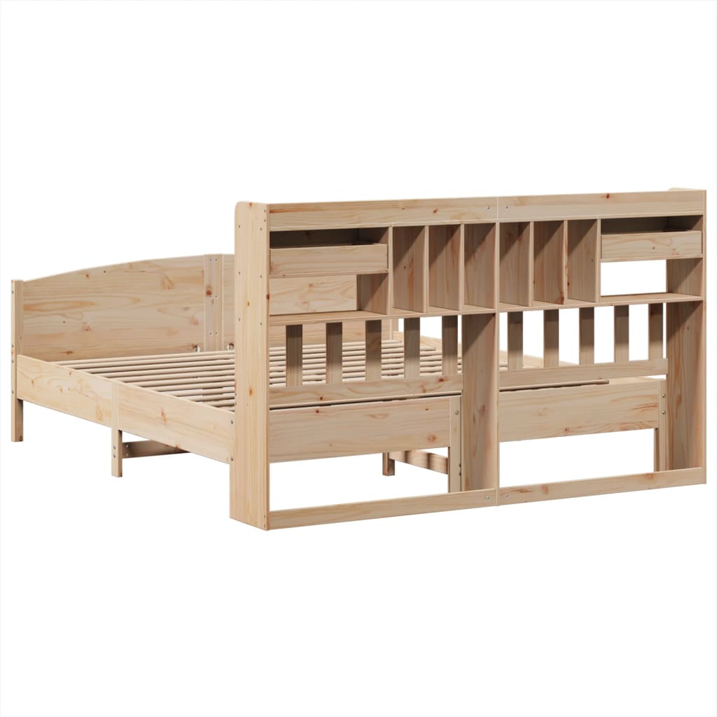 Lit bibliothèque sans matelas 180x200 cm bois massif de pin - XIOS
