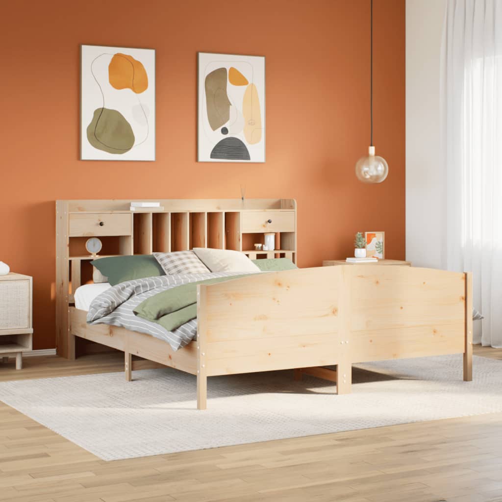 Lit bibliothèque sans matelas 180x200 cm bois massif de pin - XIOS