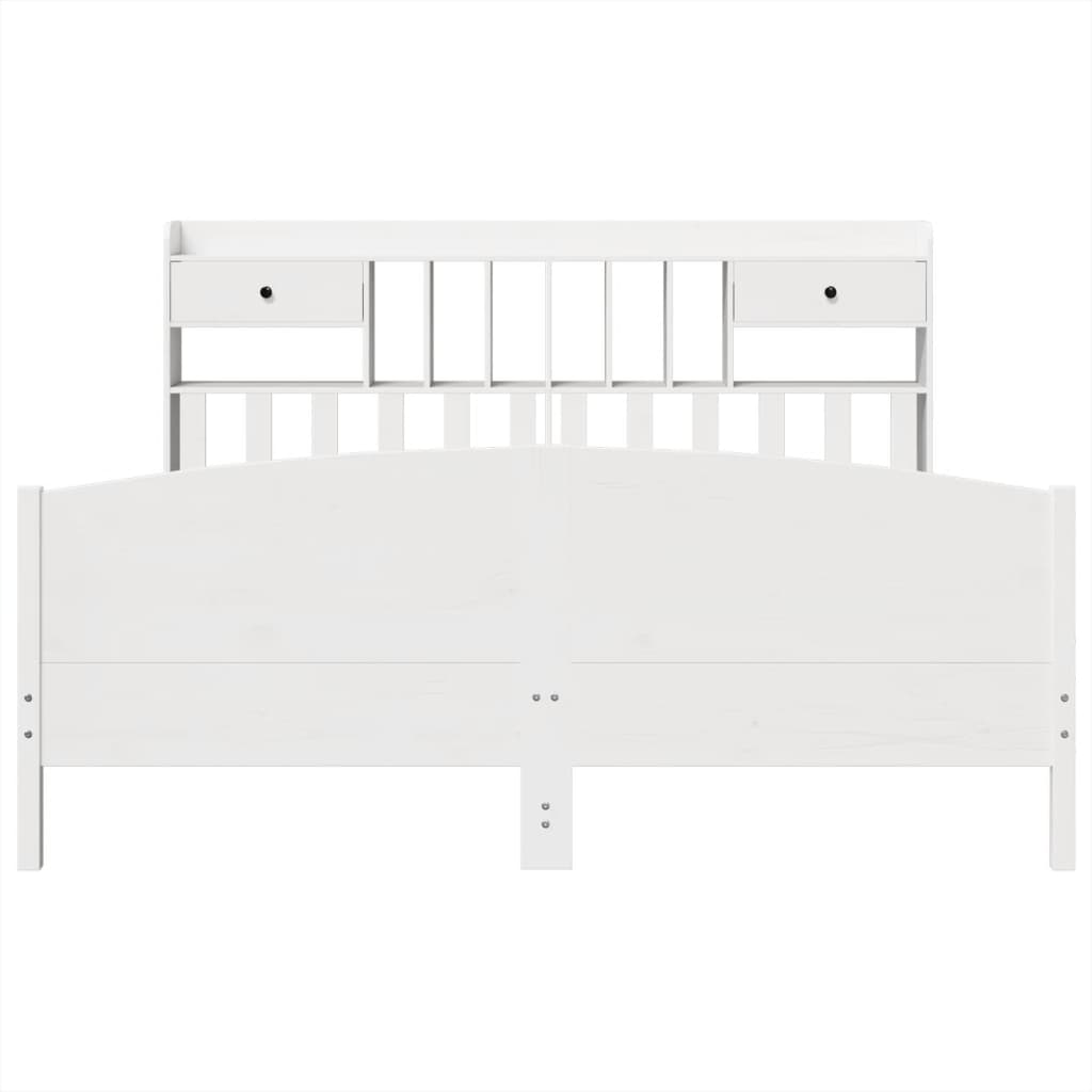 Lit bibliothèque sans matelas blanc 180x200 cm bois pin massif - XIOS