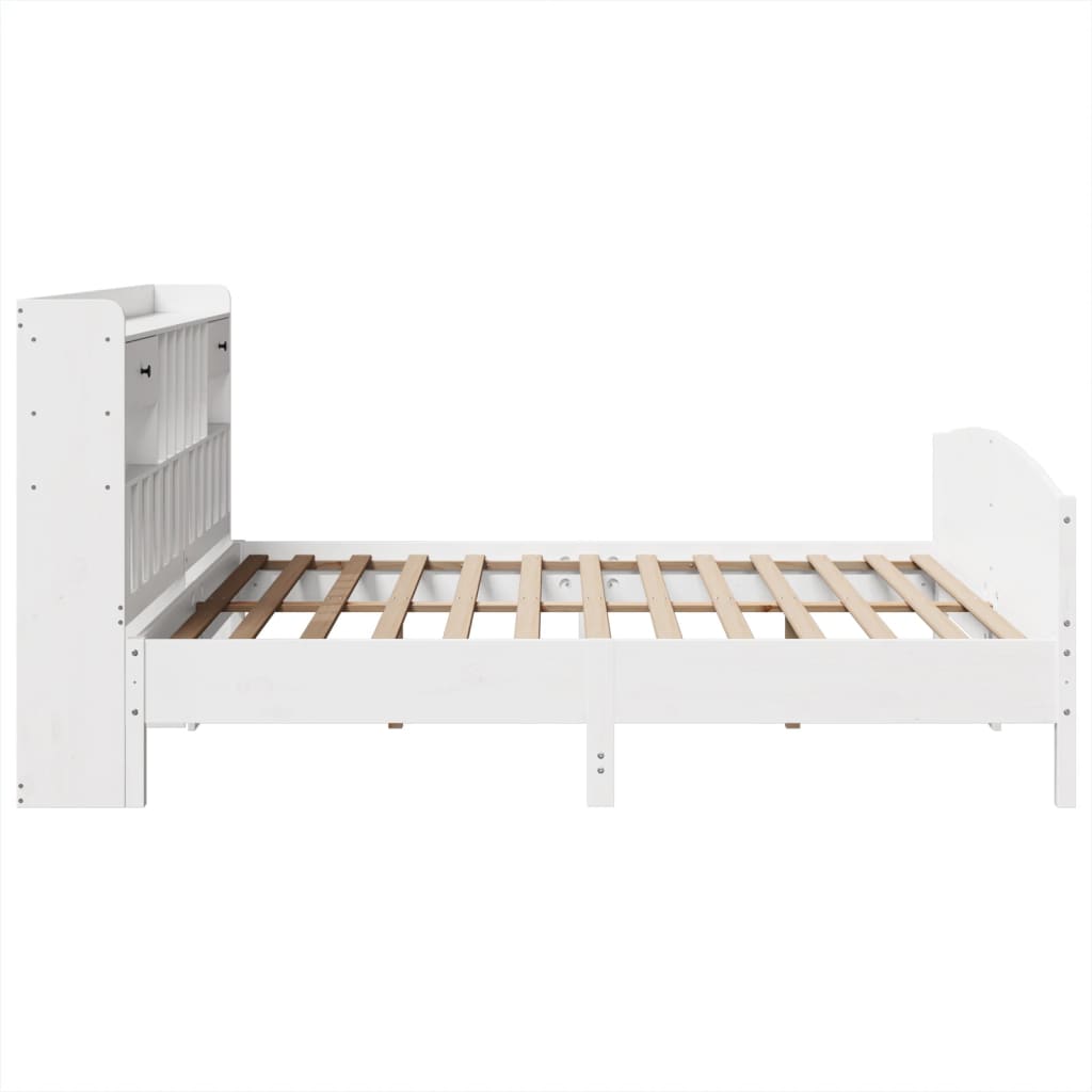 Lit bibliothèque sans matelas blanc 180x200 cm bois pin massif - XIOS