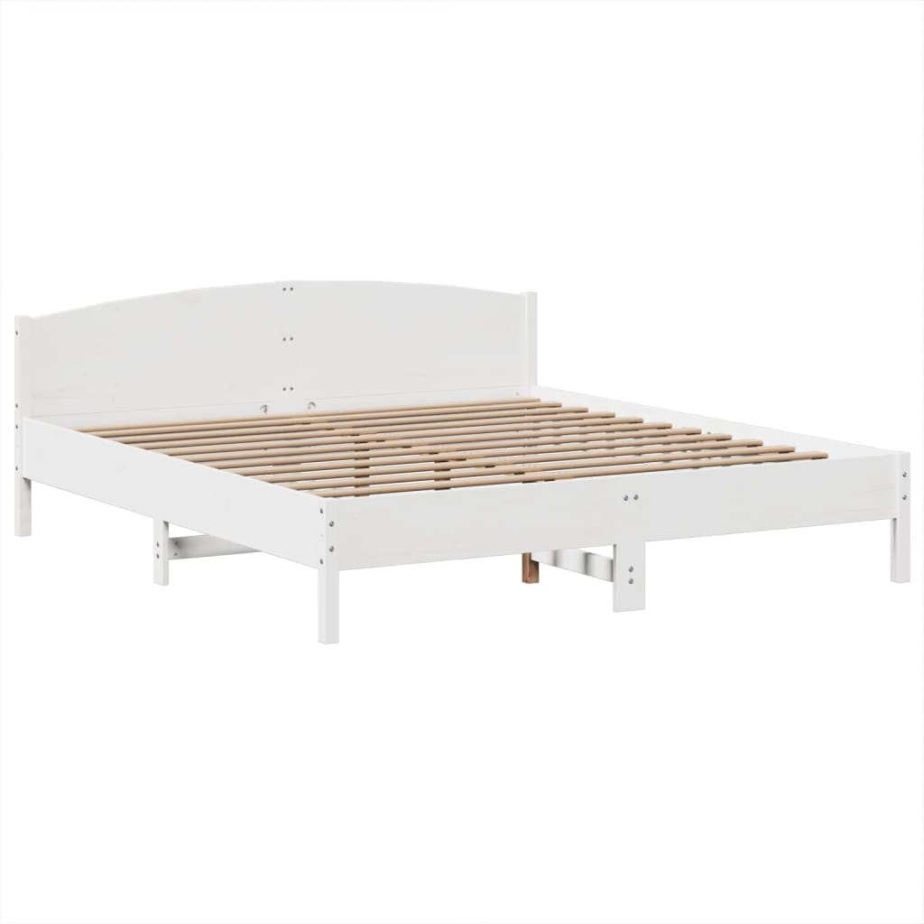 Lit bibliothèque sans matelas blanc 180x200 cm bois pin massif - XIOS