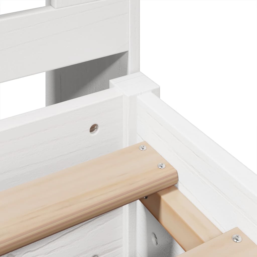 Lit bibliothèque sans matelas blanc 180x200 cm bois pin massif - XIOS