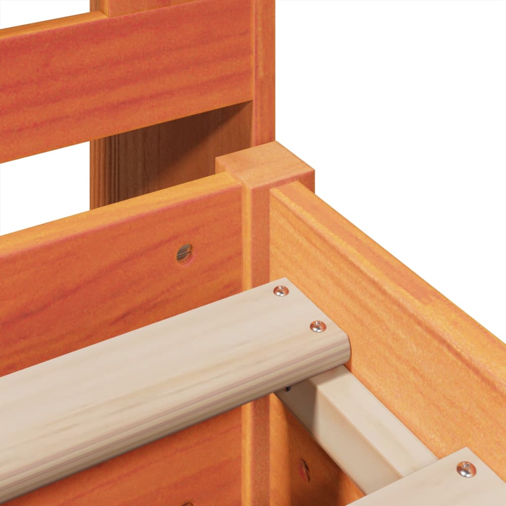 Lit bibliothèque sans matelas cire marron 180x200 cm pin massif - XIOS