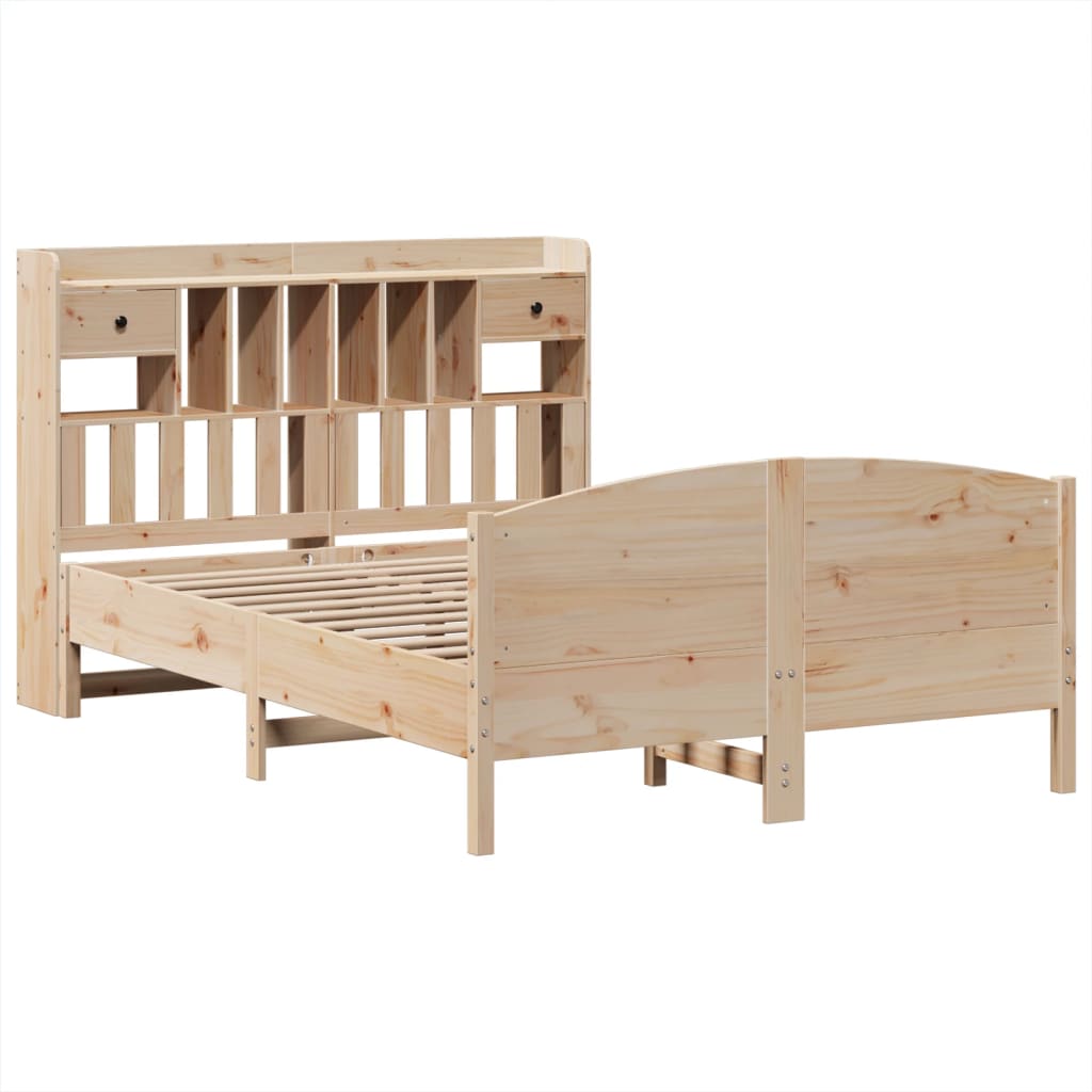 Lit bibliothèque sans matelas 140x200 cm bois massif de pin - XIOS