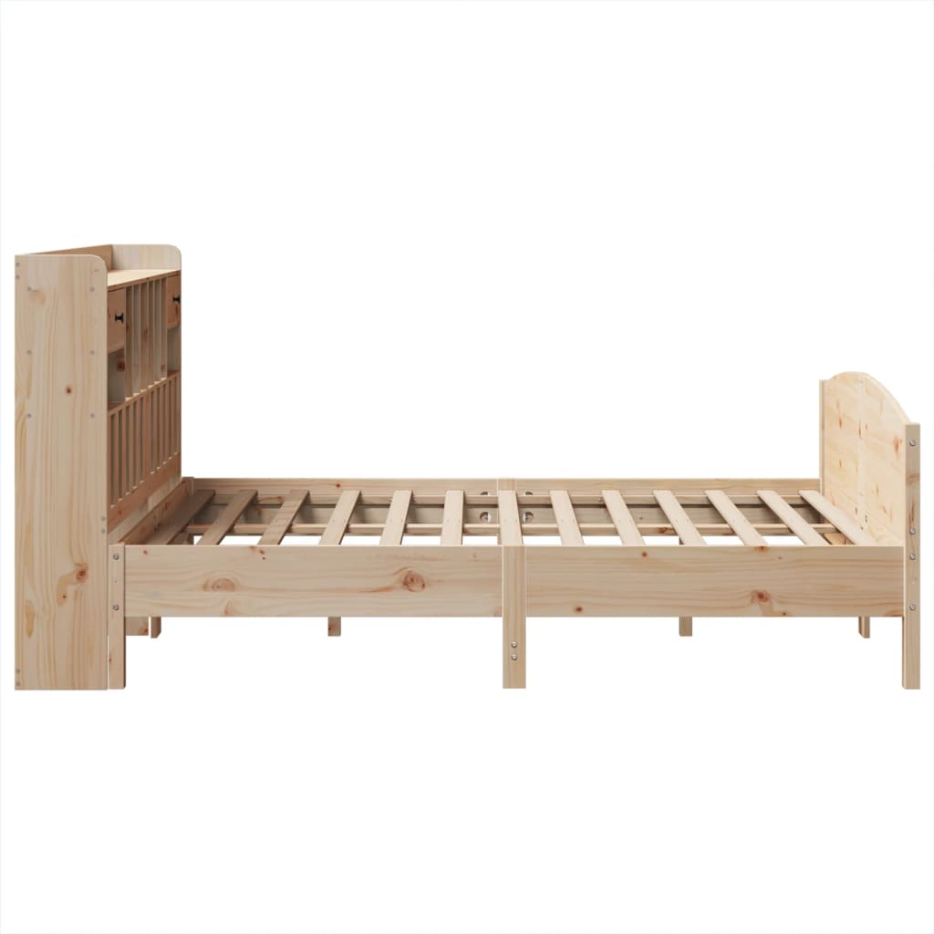 Lit bibliothèque sans matelas 140x200 cm bois massif de pin - XIOS