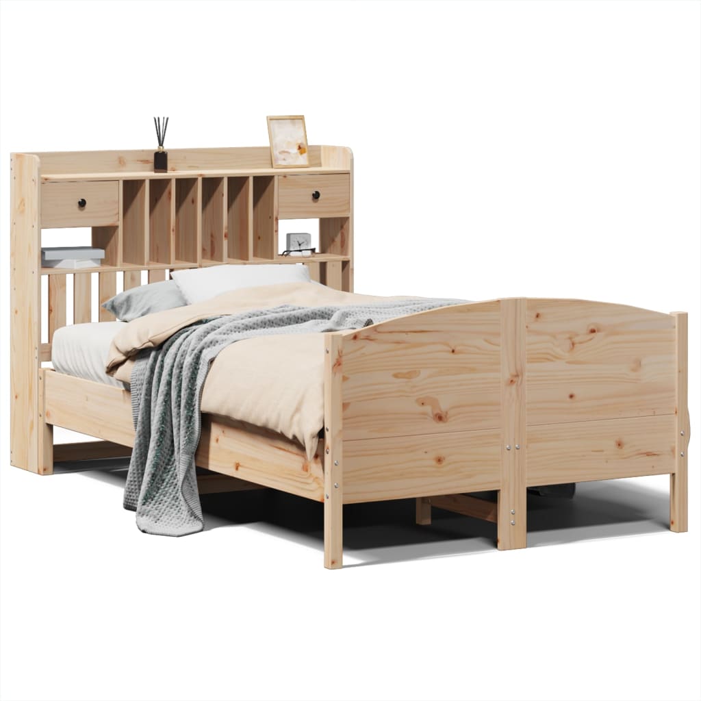Lit bibliothèque sans matelas 135x190 cm bois de pin massif - XIOS