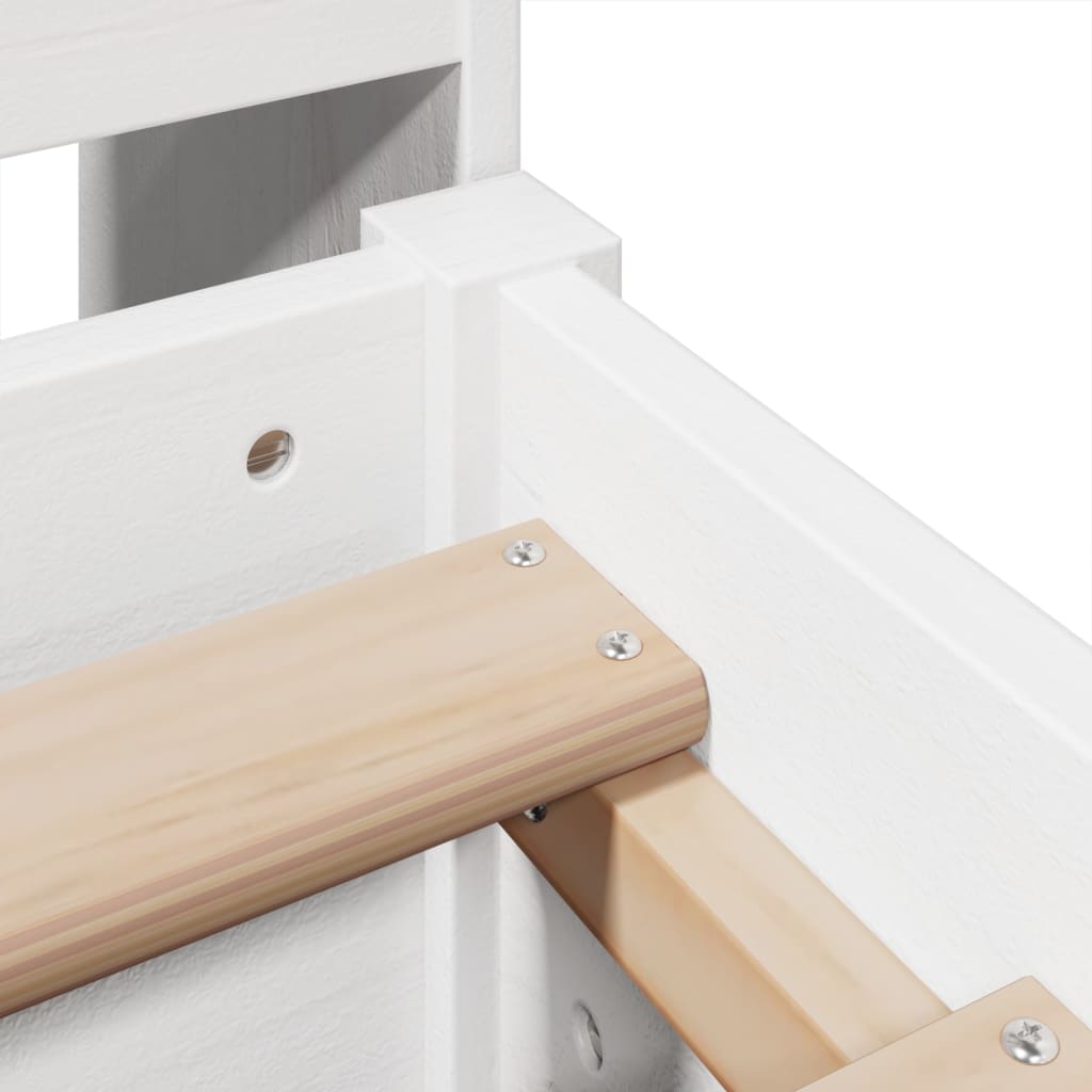 Lit bibliothèque sans matelas blanc 135x190 cm bois pin massif - XIOS