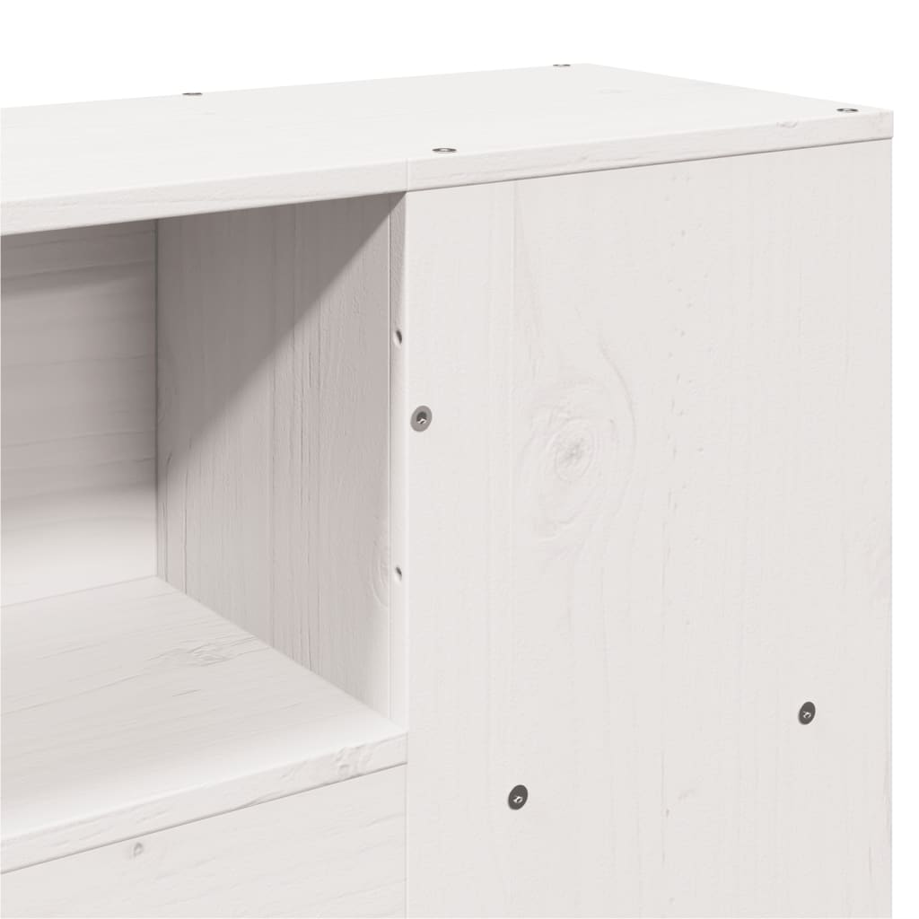 Lit bibliothèque sans matelas blanc 120x190 cm bois pin massif - XIOS