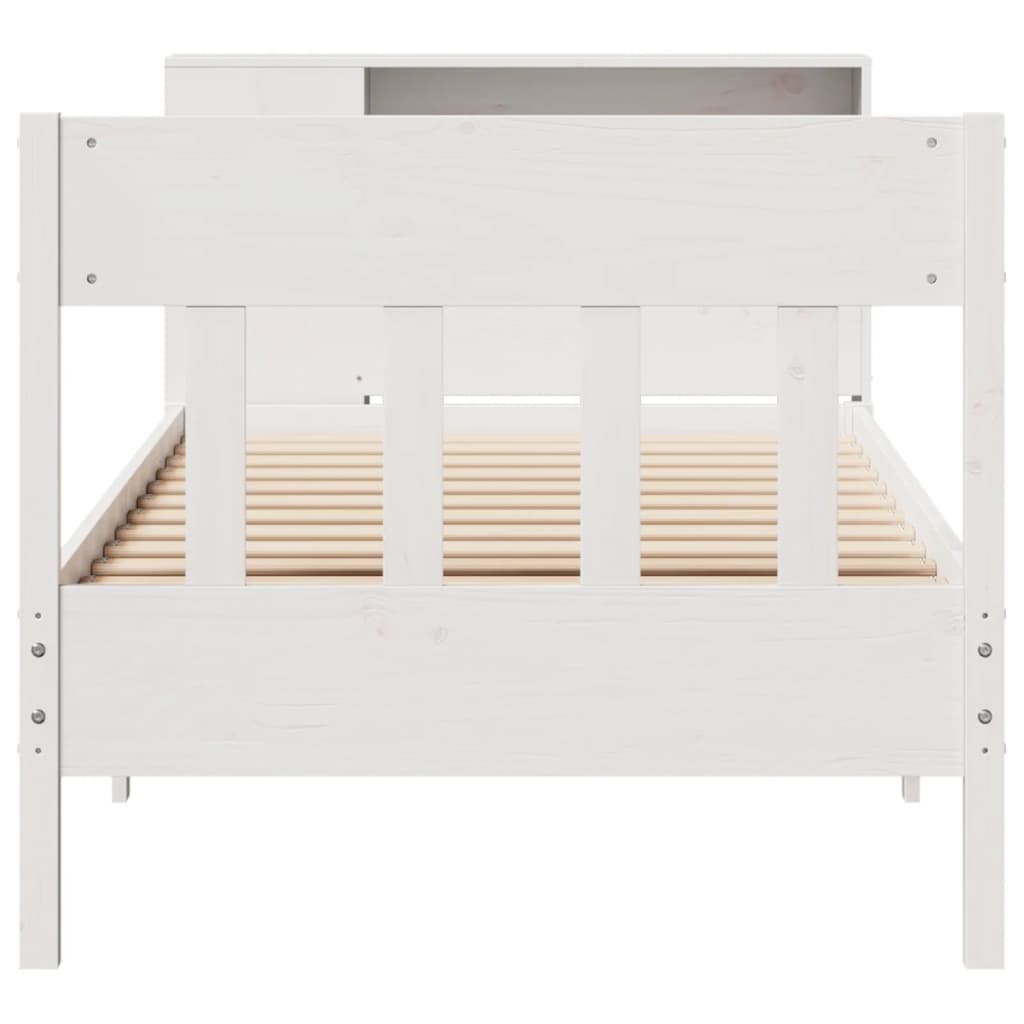 Lit bibliothèque sans matelas blanc 100x200 cm bois pin massif - XIOS