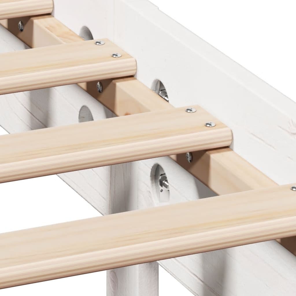 Lit bibliothèque sans matelas blanc 100x200 cm bois pin massif - XIOS