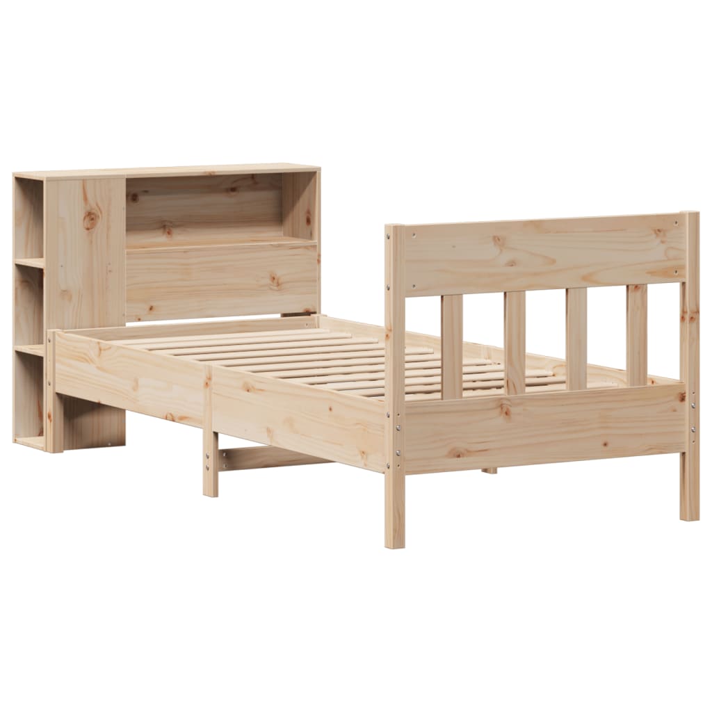 Lit bibliothèque sans matelas 75x190 cm bois de pin massif - XIOS