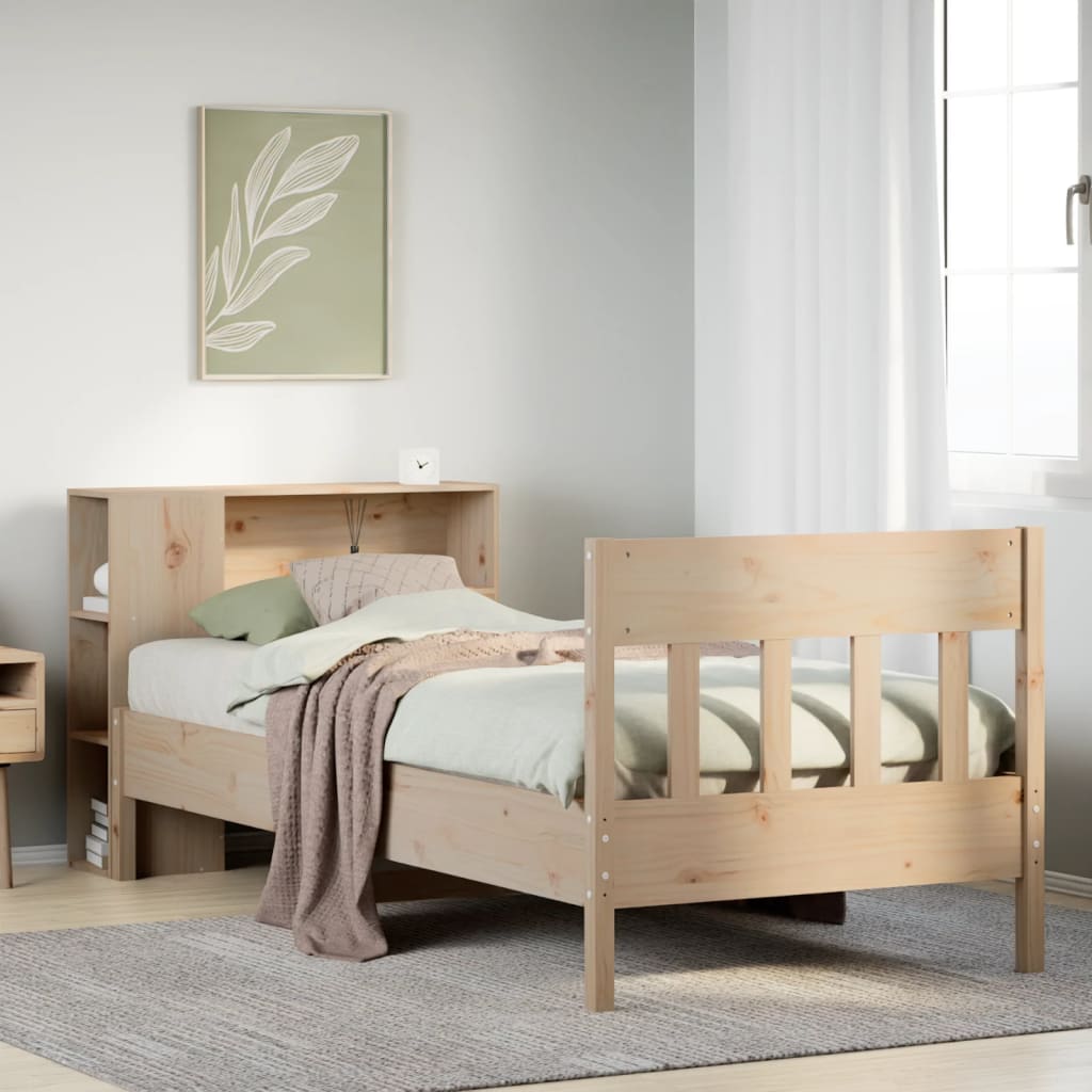 Lit bibliothèque sans matelas 75x190 cm bois de pin massif - XIOS