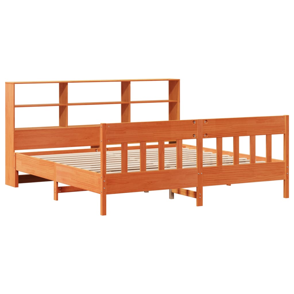 Cadre de lit sans matelas cire marron 200x200cm bois pin massif - XIOS