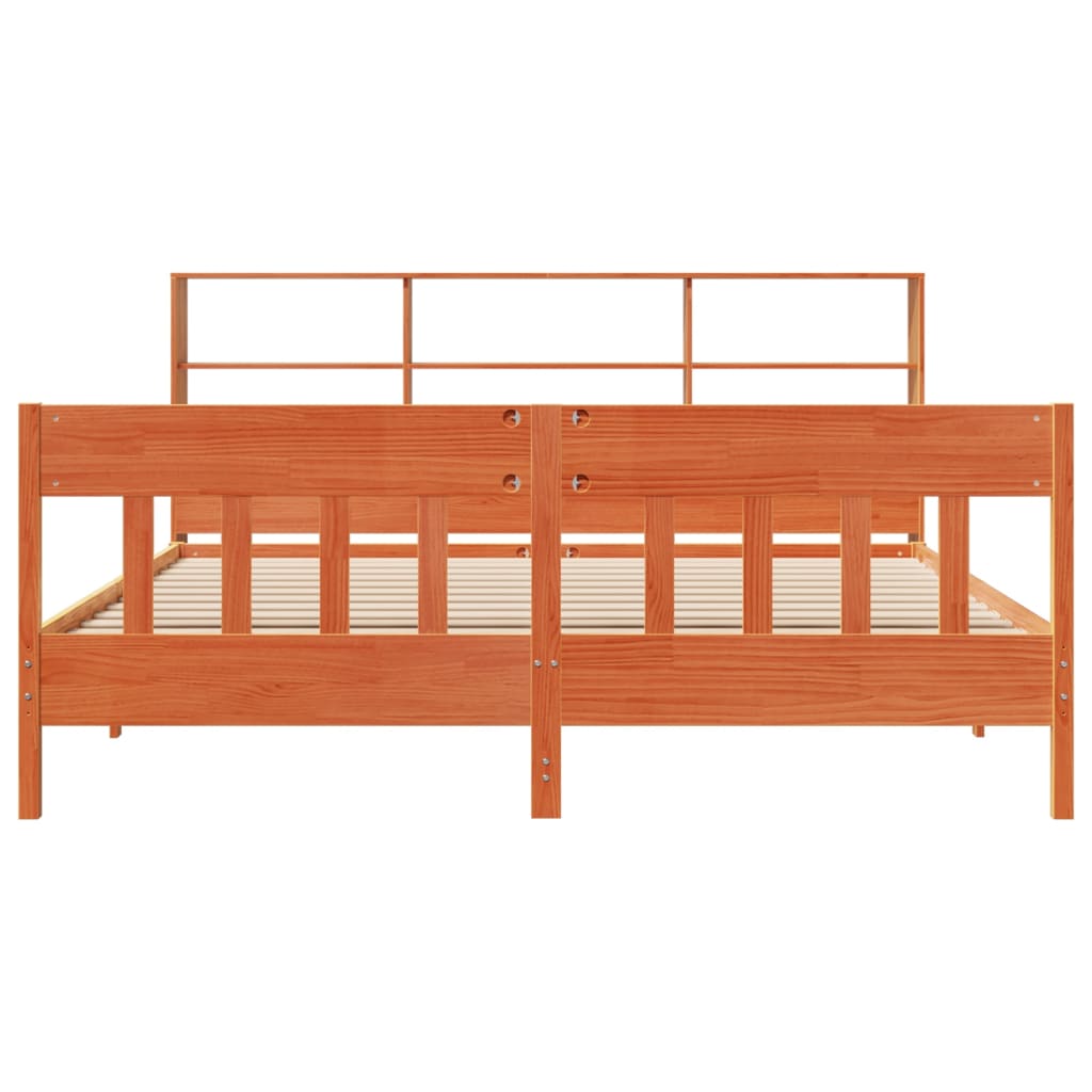 Cadre de lit sans matelas cire marron 200x200cm bois pin massif - XIOS