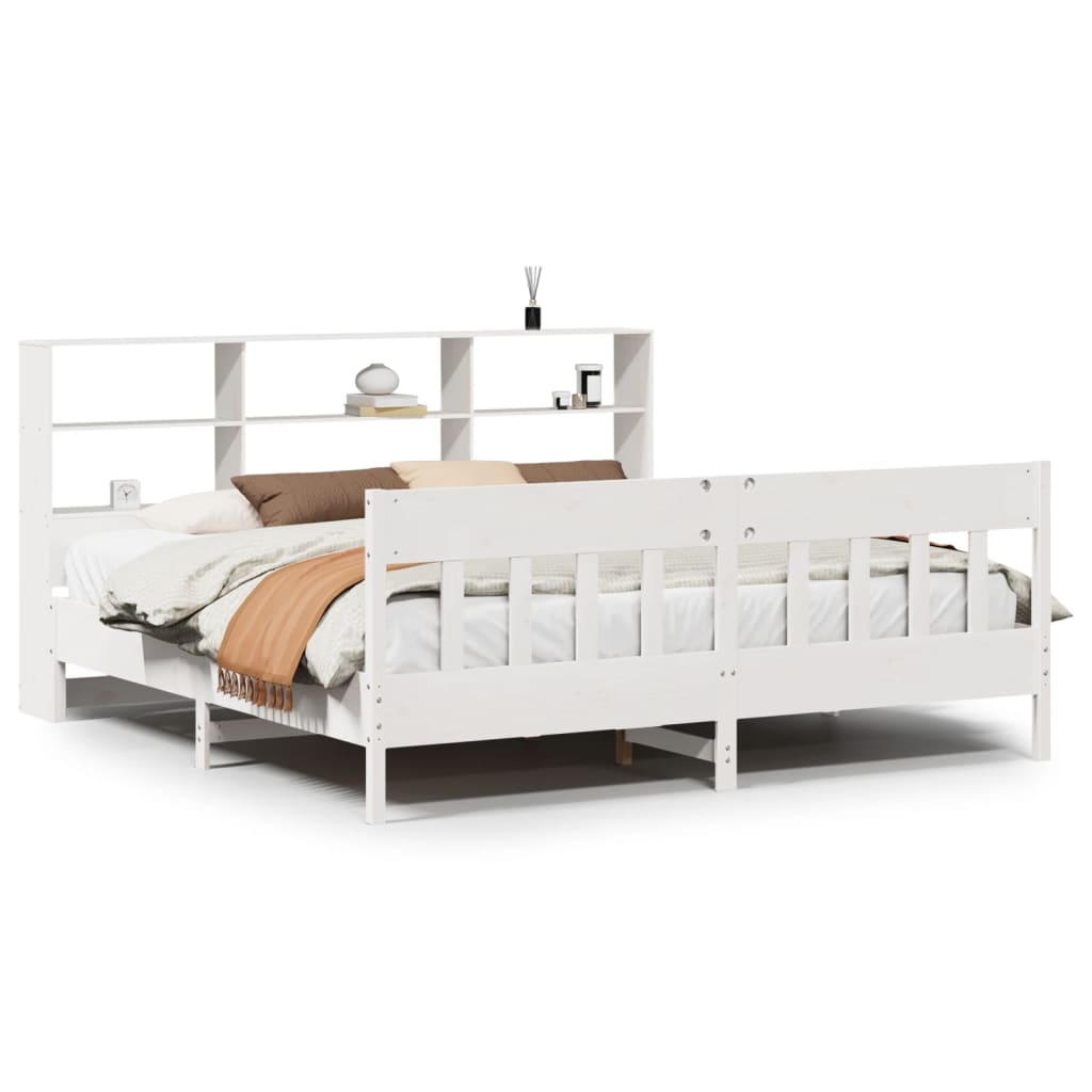 Cadre de lit sans matelas blanc 180x200 cm bois massif de pin - XIOS
