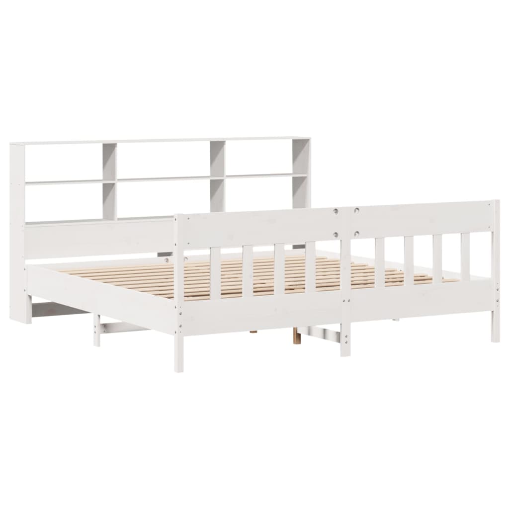 Cadre de lit sans matelas blanc 180x200 cm bois massif de pin - XIOS