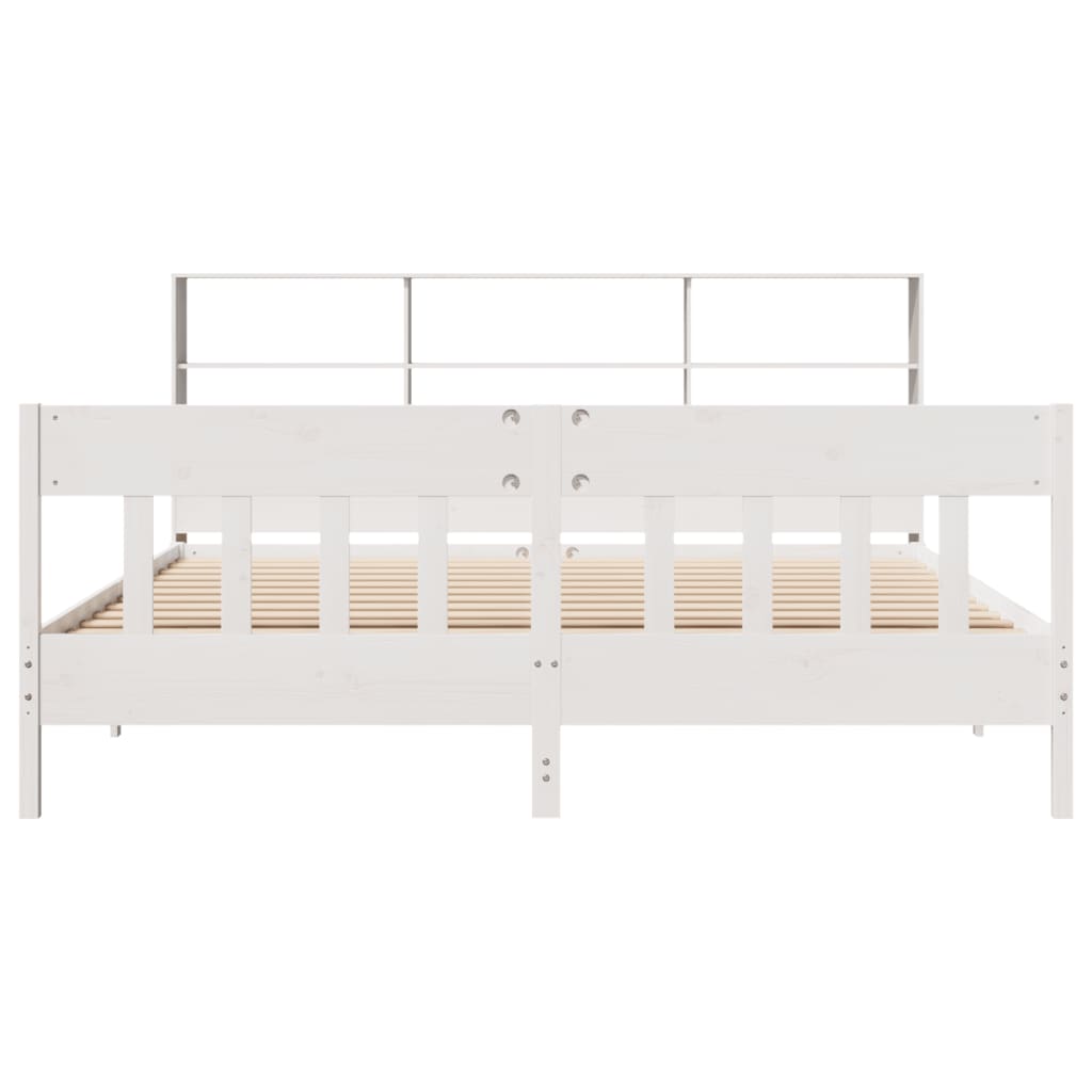 Cadre de lit sans matelas blanc 180x200 cm bois massif de pin - XIOS