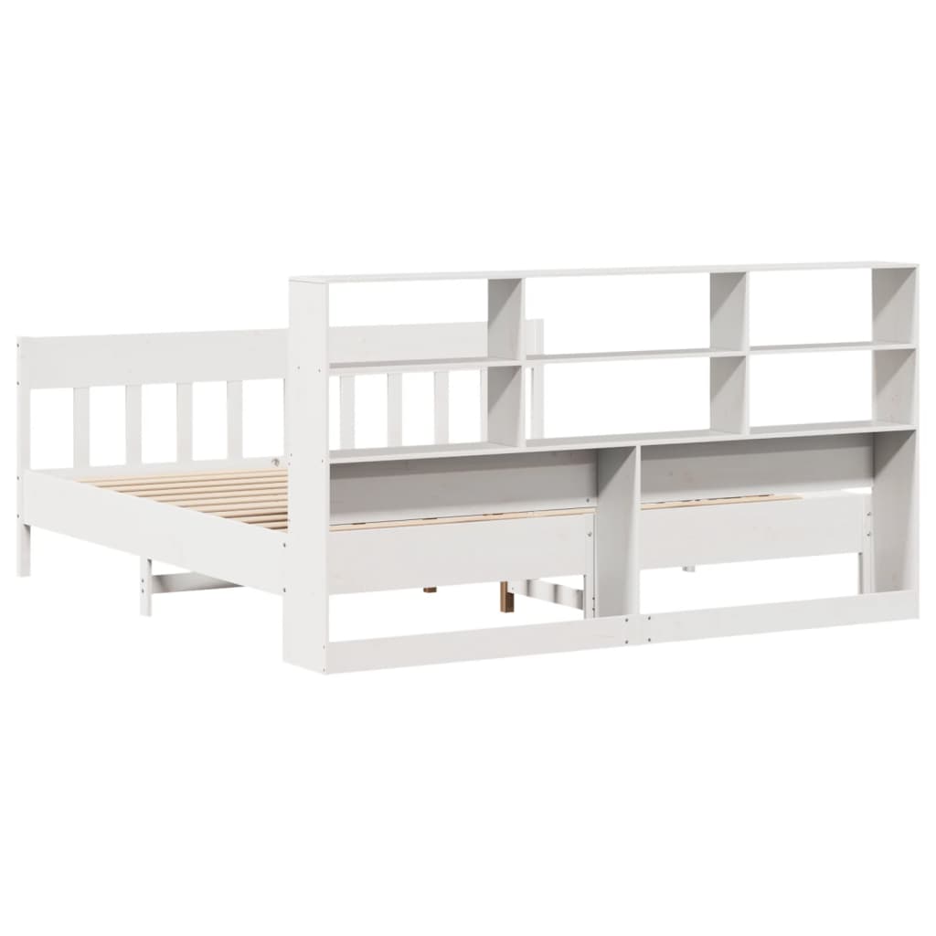 Cadre de lit sans matelas blanc 180x200 cm bois massif de pin - XIOS