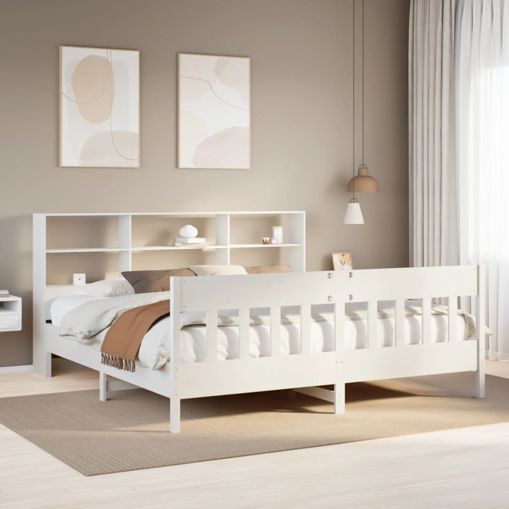 Cadre de lit sans matelas blanc 180x200 cm bois massif de pin - XIOS