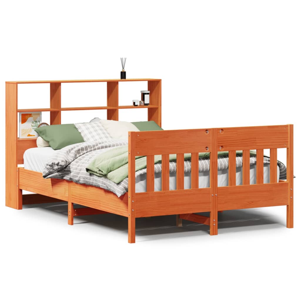 Cadre de lit sans matelas cire marron 160x200cm bois pin massif - XIOS