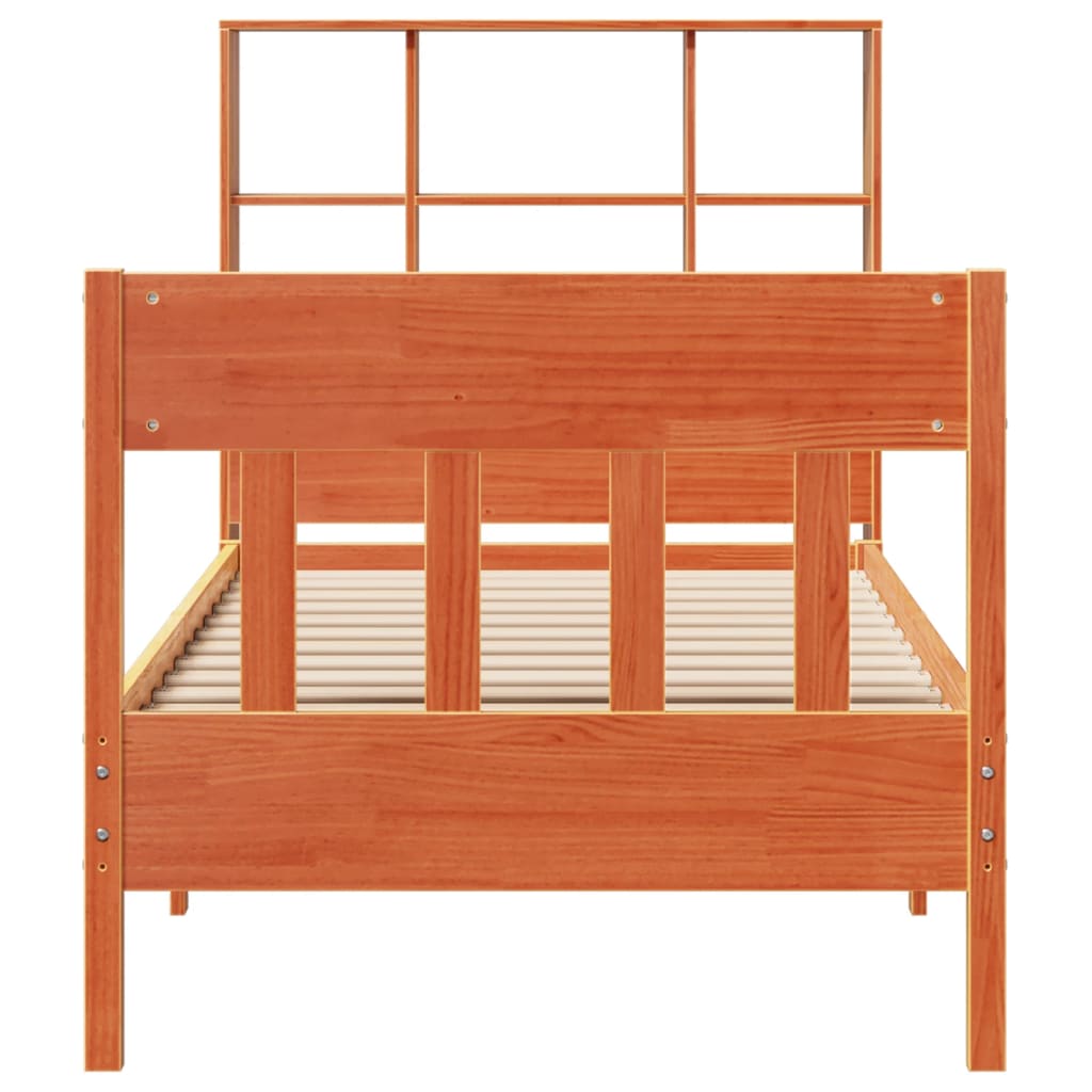 Cadre de lit sans matelas cire marron 100x200cm bois pin massif - XIOS